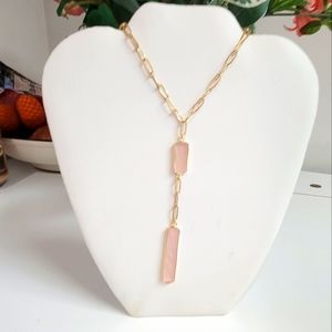 GORGEOUS GOLD & PINK PAPERCLIP LARIAT N…